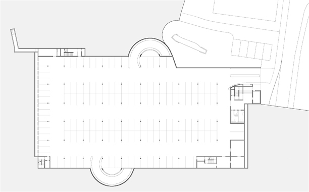 Grundriss EG – Ebene Poststrasse, Parking Lutz & Buss Architekten AG